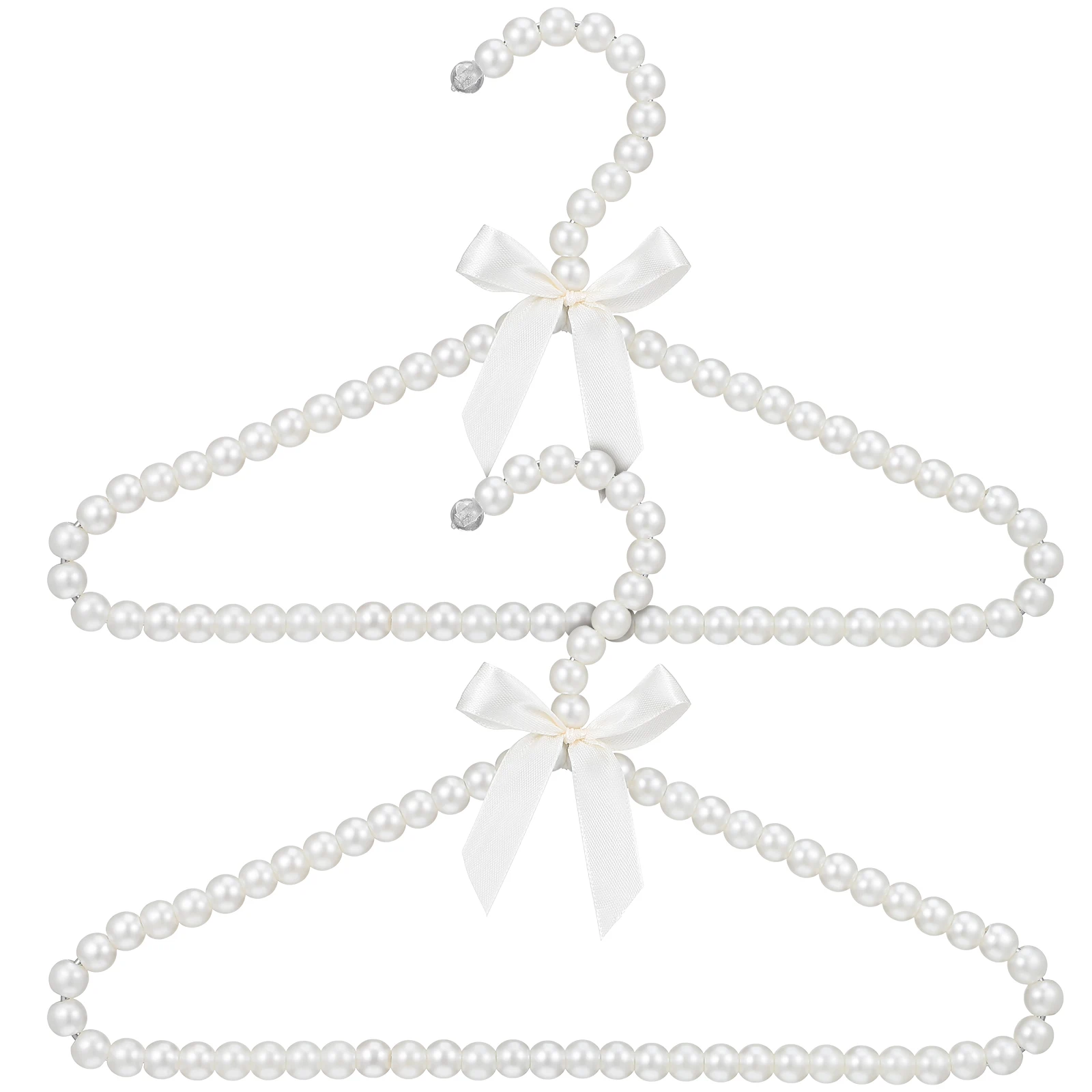 

2Pcs Plastic Clothes Hangers Beaded Pearl Design Closet Laundry Drying Clothes Storage Hangers Garment Hangers,