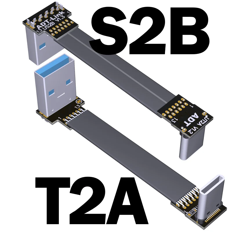Ngắn Đen FFC USB C FPV Bằng Phẳng Mỏng Viền Mỏng FPC Cáp USB Loại C 90 Độ Để Tiêu Chuẩn USB Một Cho Đồng Bộ Và Sạc