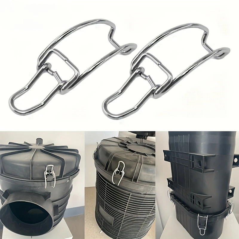 2pcs Metal Car Air Filter Clamp - Safety Retaining Spring Clip with Hook for Most Cars