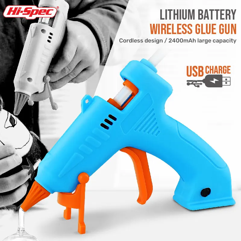 Hi-Spec Mini gorący pistolet do kleju z kleje w sztyfcie elektryczny akumulator Usb pistolet do klejenia na gorąco pistolet do kleju do rzemiosła domu Diy Handmade naprawy