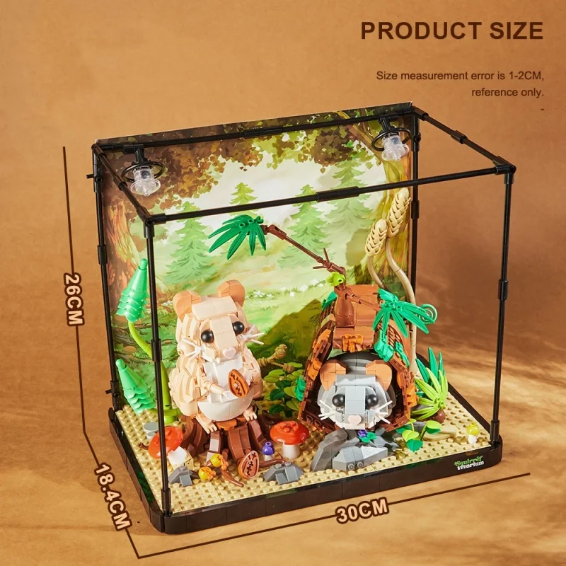 Hamster Vivarium Terrarium Building Blocks Set with Lighting Small Particle Assembly Bricks Model Home Ornaments Creative Gifts