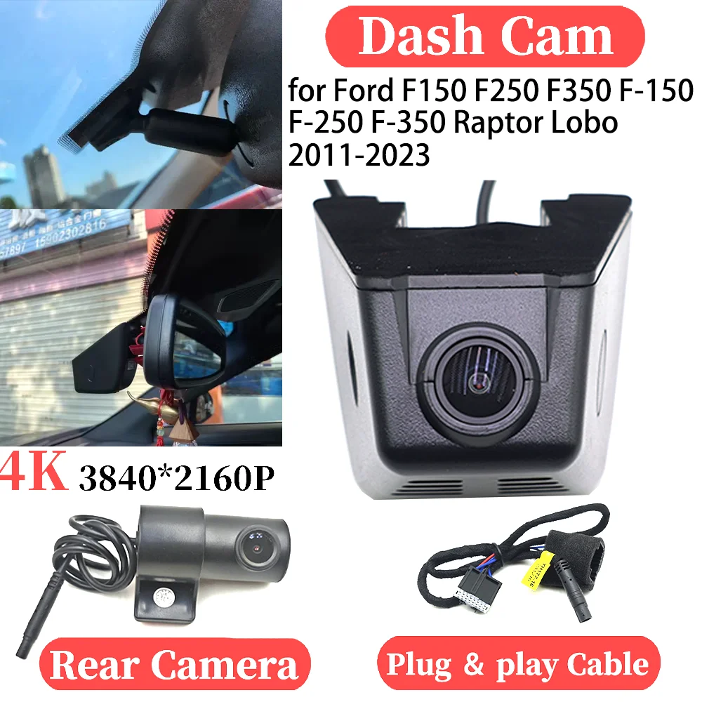 

ZJCGO for Ford F150 F250 F350 F-150 F-250 F-350 Raptor Lobo 2011-2023 UHD Car 4K Video Recorder DVR Dash Cam Dashboard Camera