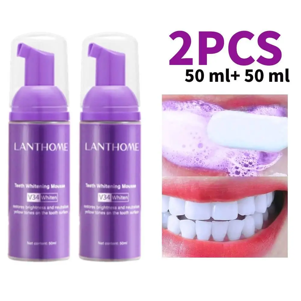 2PCS 50ml V34 Mousse Toothpaste Teeth Whitening Removing Yellow Teeth Cleaning Tooth Stain Oral Fresh Tooth Care