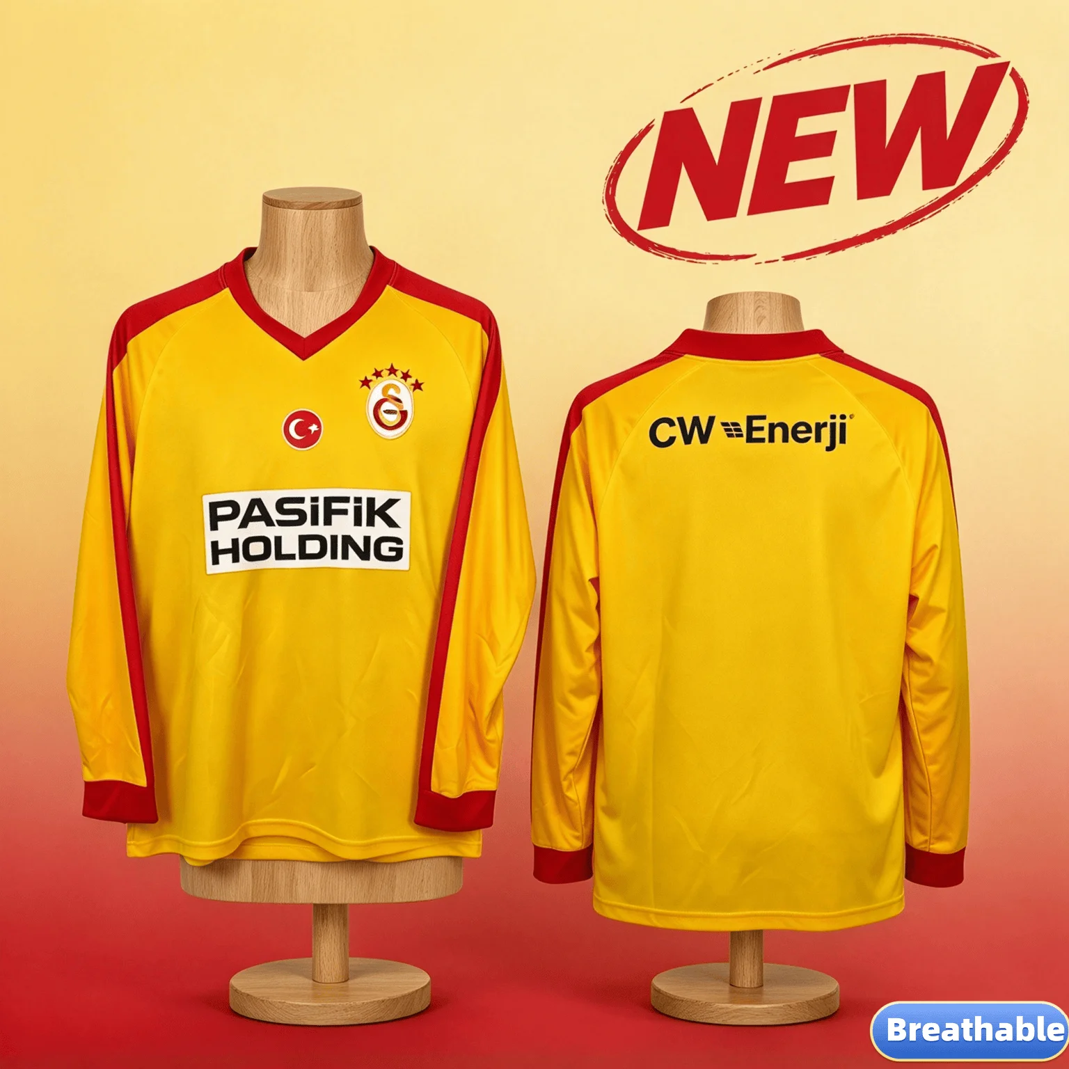 2026-27 3D Printed Galatasaray Fan Customized Long T-shirt for Comfortable Sports, Quick Drying, Casual Men's and Women's Styles