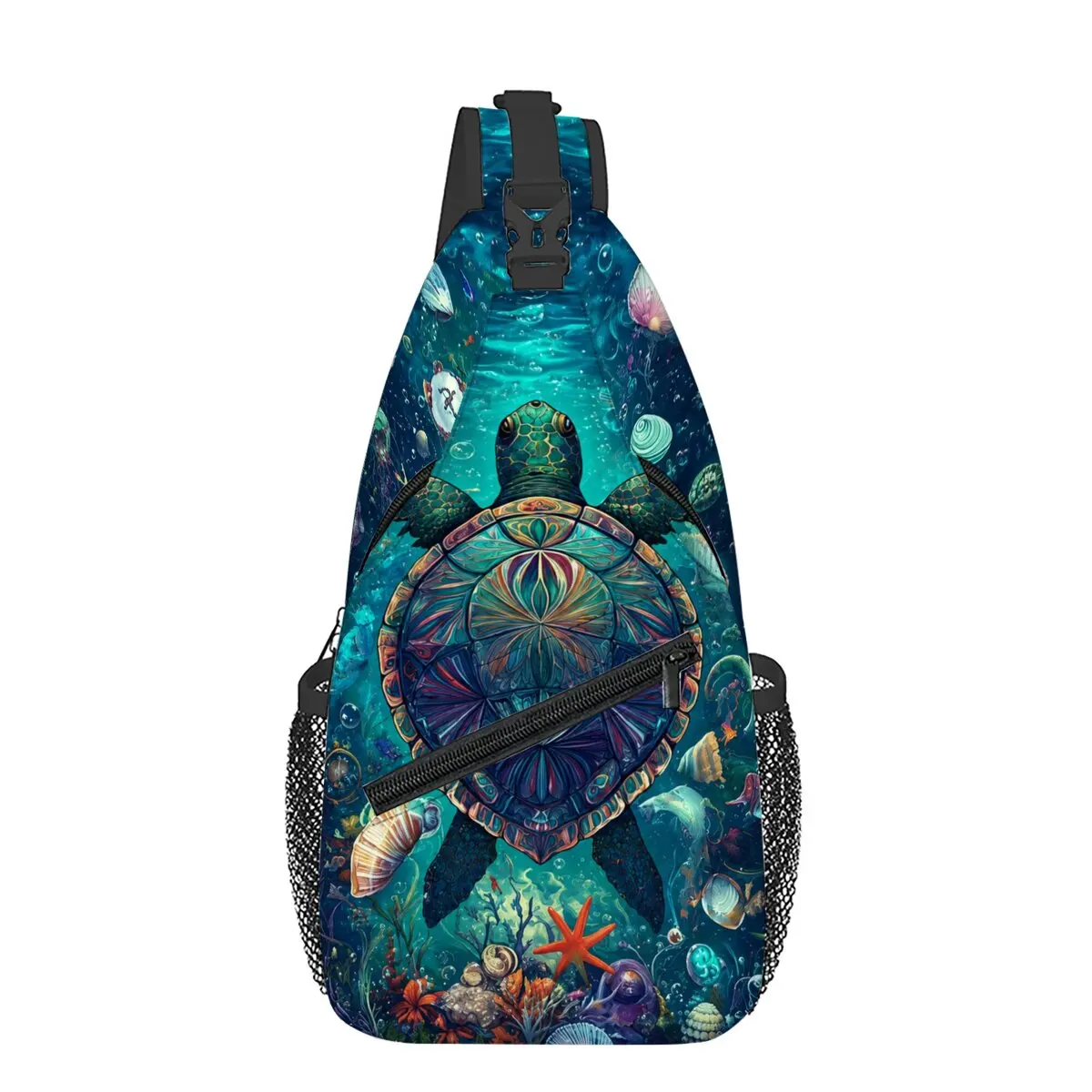 Borsa a tracolla con stampa tartaruga marina e corallo, regalo ideale per ragazzi/ragazze, borsa messenger alla moda per sport e tempo libero all'aper