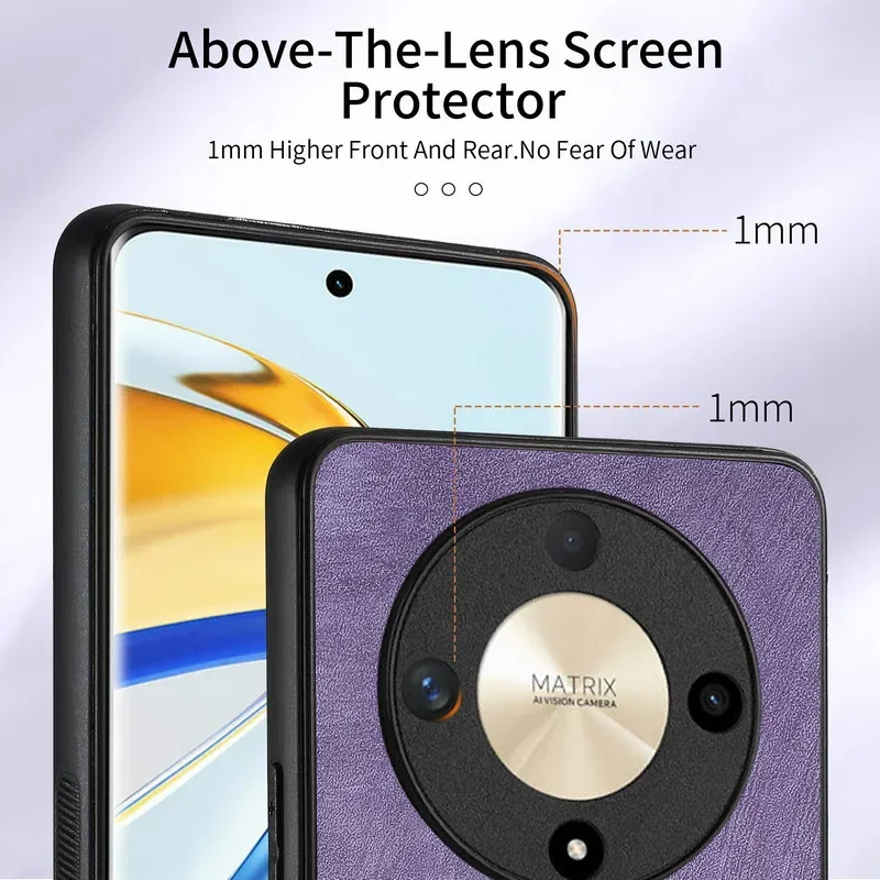 Magic7 6 Pro 5G – luksusowe etui do telefonu Huawei Honor Magic 8, 7, 6 Lite, skórzane etui z pierścieniem na tylną część obudowy, Honor 200, Smart 400, 600 Pro, etui z przegródką na karty. — zdjęcie produktu 3