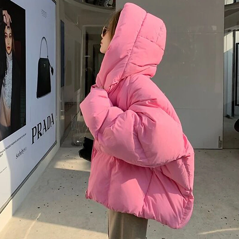 2021 new winter jacket women\'s jacket women\'s warm fashion candy color jacket long thick parka coat Korean loose hooded jacket