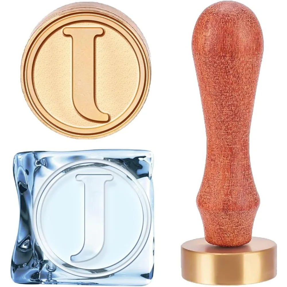 

Letter J Ice Stamp Press Stamps Ice Bar Drinks Stamps with Removable Stamp Handle and Velvet Pouches for Cocktail Whiskey