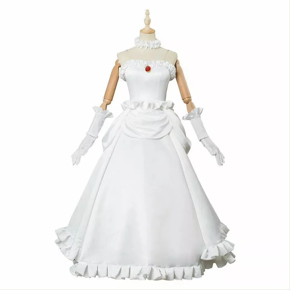 

Halloween Selected White Satin Princess Lace Dress Cosplay Customized