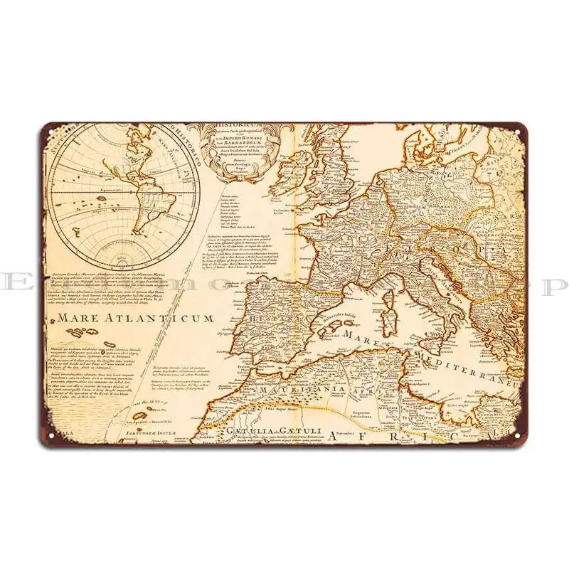 Vintage Roman Empire Map Metal Sign Wall Decor Decoration Create Cinema Cinema Tin Sign Poster