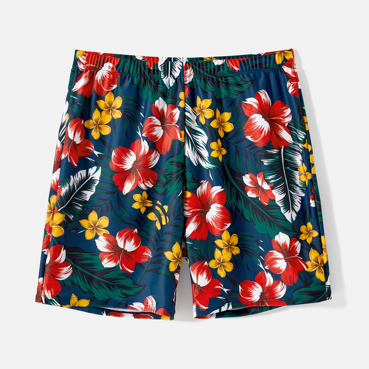 PatPat Family Matching Swimsuit Floral Print & Solid Spliced Ruffle Trim One-piece Swimsuit and Swim Trunks