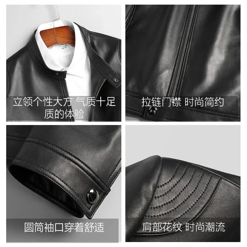 AYUNSUE Genuine Leather Jacket Men Clothing Spring Autumn Sheepskin Mens Casual Coats Male Jaqueta Masculina Lq