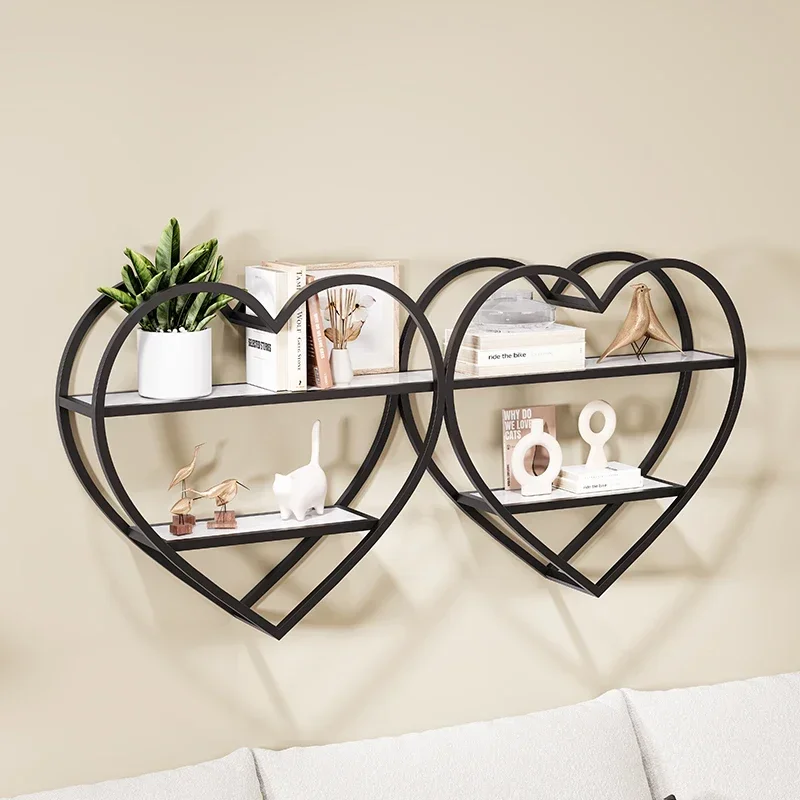 Creative Wall Hanging Wine Rack Love-shaped Display Shelf Living Room Nail Polish Rack Nordic Multi-layer Storage Decor