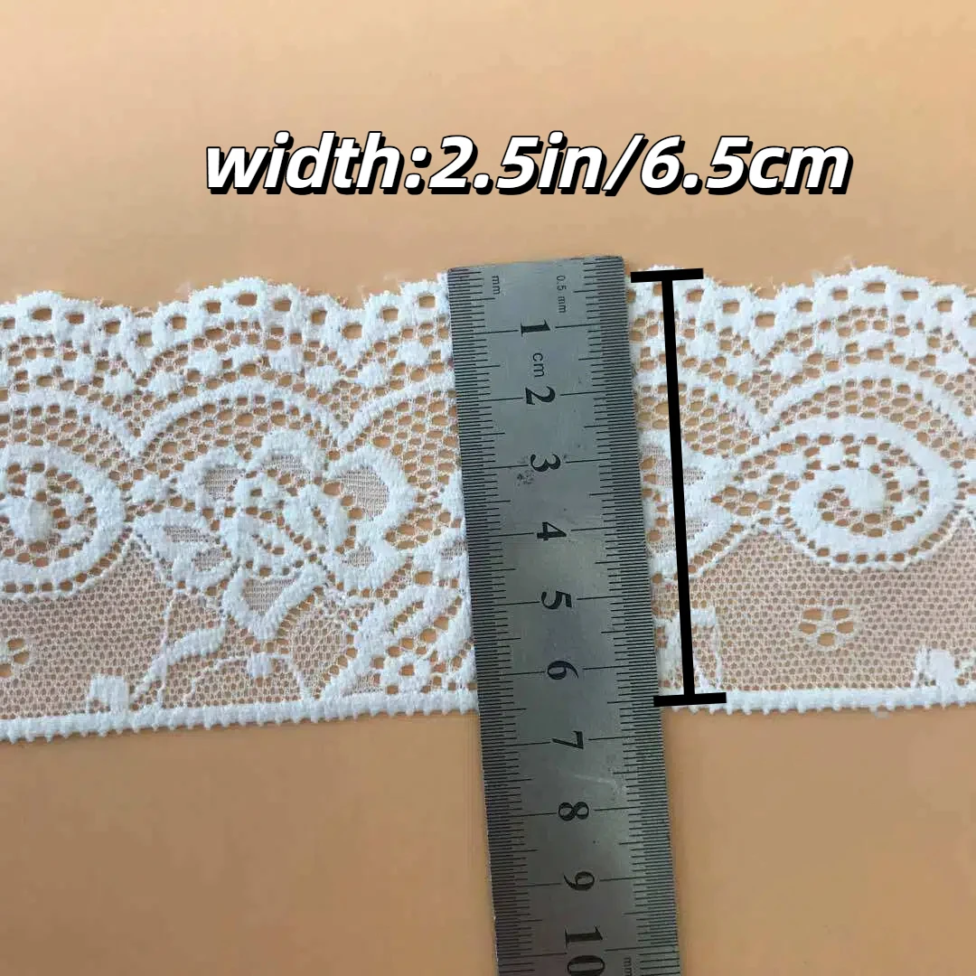 Exquisite Elastic Lace Trim, Available in Black and White, 2.5inch Inches Wide with Vintage Floral Pattern, Suitable for Clothing Modification, Wedding Dress Accessories, Lingerie Decoration, Handmade Hairpin Making, and Home Textile Sewing Supplies view 3
