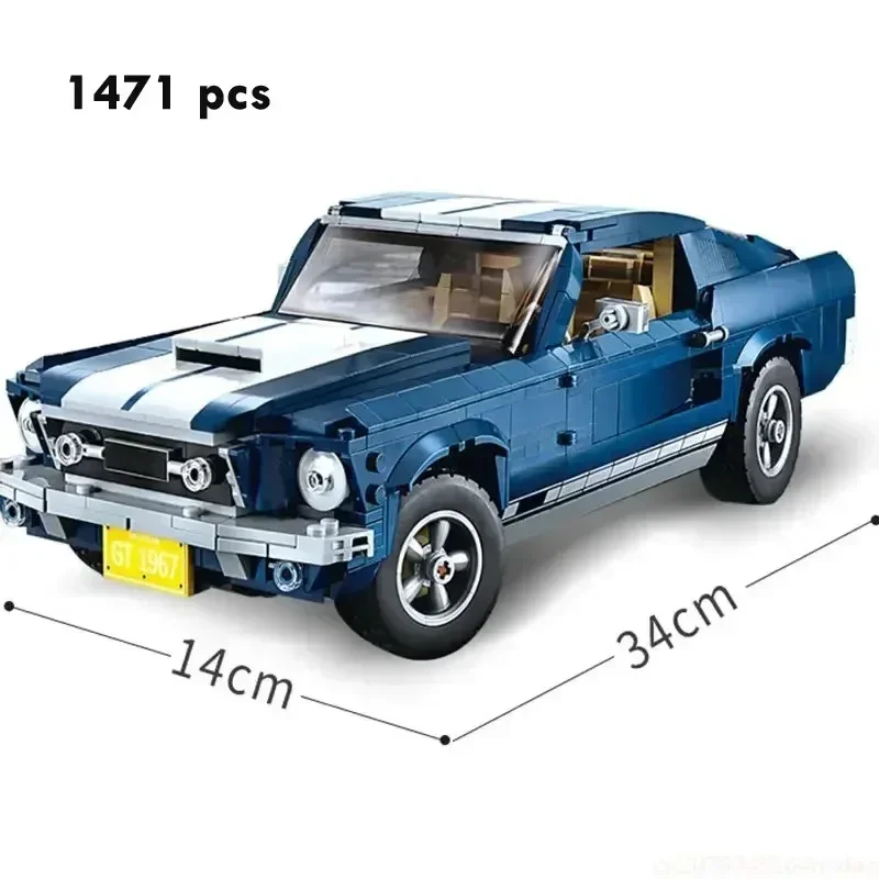 2024 New 1471Pcs Sports Racing Car Ford Mustang Model Building Blocks Compatible 10265 Toys For Boys Birthday Gifts