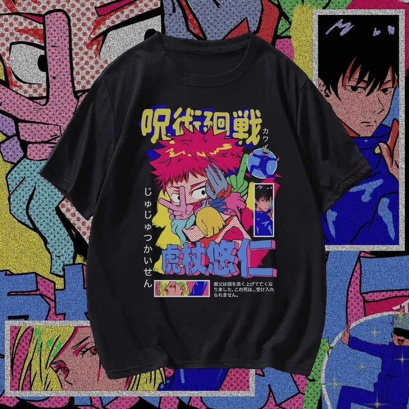 

Футболка с короткими рукавами Jujutsu Kaisen, мужская летняя футболка Fushiguro Megumi Gojo Satoru Tiger Stick Hisahi, окружающая одежда, футболка