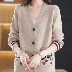 Korean Cartoon Knitted Cardigan for Women Loose and Slimming Fashionable Plus Size Button Sweater Jacket Spring and Autumn Tops
