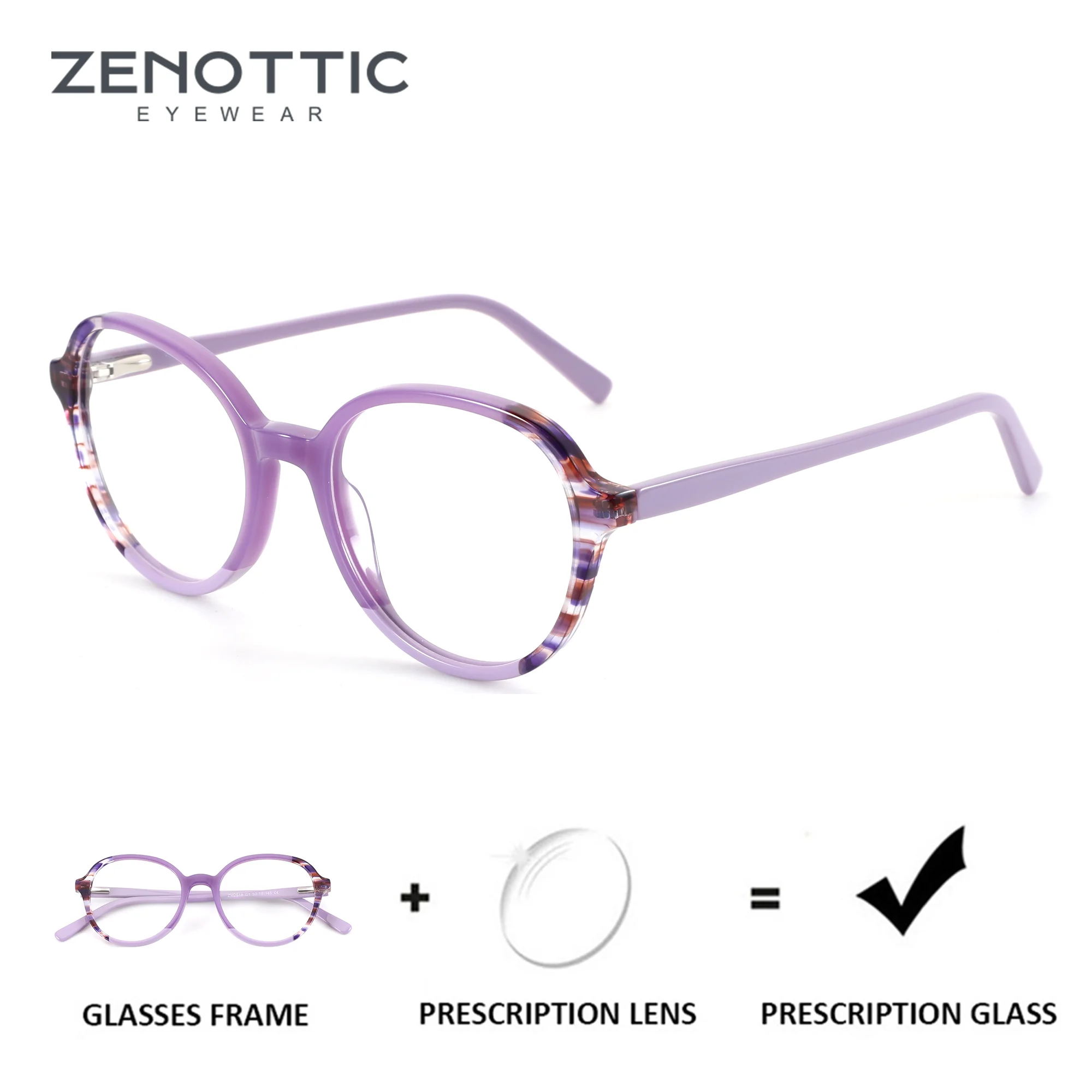 

ZENOTTIC (размер XS) Модные круглые очки из ацетата для женщин, фотохромные оптические линзы с защитой от синего света, очки для коррекции близорукости