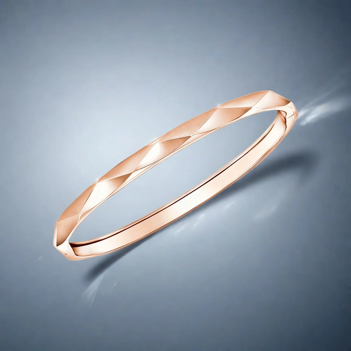 

Light Fold Angle Rose Gold Geometric Bracelet s925 Multi sided Cutting Thin Bracelet Commuter Stacking Minimalist