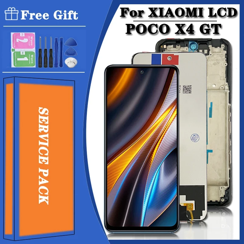 6,6 zoll Für Xiaomi Poco X4 GT LCD Touch Screen Digitizer Ersatz Teile Für Xiaomi Pocophone X4 GT 22041216 G LCD mit Rahmen