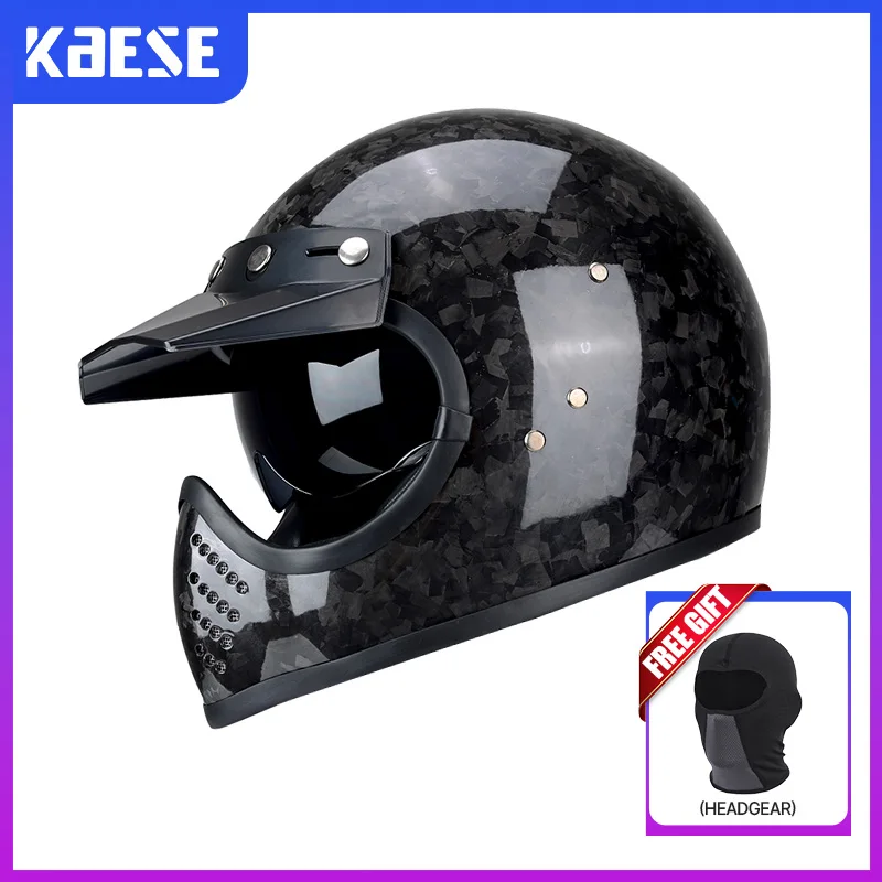 

Carbon Fiber Full Face Helmet DOT Approved Motorcycle Helmets Casco Casque Moto Vintage Off Road Motorbike Carbonfiber Helmets