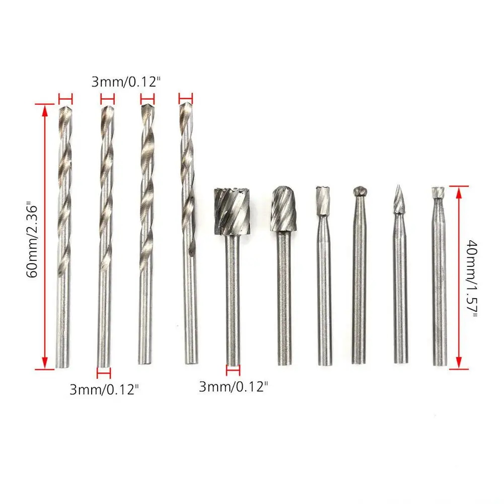 11pcs Multipurpose Cutting Guide  HSS Routing Router Bits Set Attachment Kit Root Carving Milling Cutter Woodworking Locator