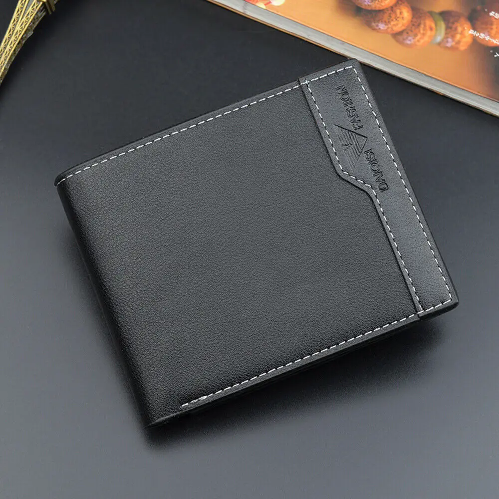 Men\'s Bifold pu Leather Wallets Credit ID Card Holder Wallet Masculina Billetera Hombre Men Short Purse Male Money Portafoglio