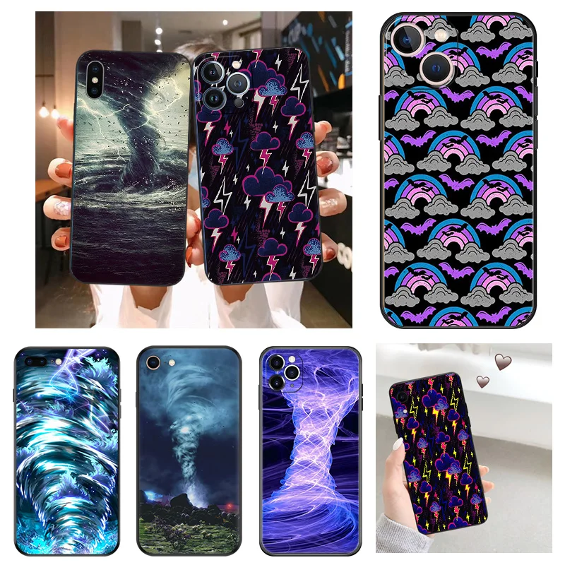 Fashion Colorful Tornado Lightning Silicone Soft Phone Cases Cover for Apple iphone 15 Pro Max 14 13 Plus 12 11 7 8 6 SE X XS XR