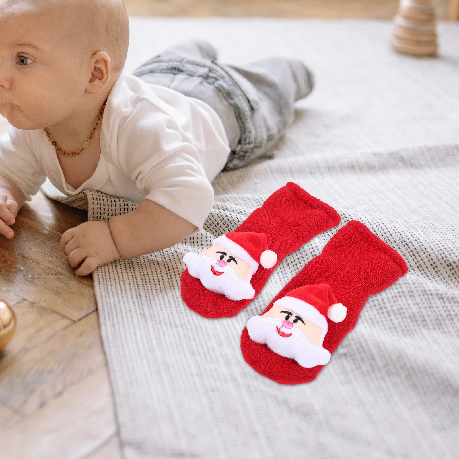 

2Pairs Baby Warm Socks Christmas Thick Cotton Winter Sock Newborn Non-Slip Cushioned Foot Socks Holiday Gift Baby Cotton Sock