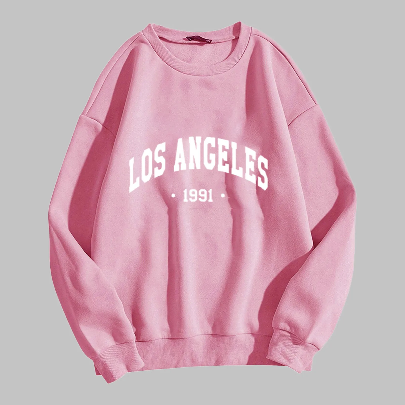 Women Los Angeles Print Sweatshirt Retro Harajuku Oversize Leisure Hoodies Loose Crew Neck Pullovers Outdoor Sports Tracksuits