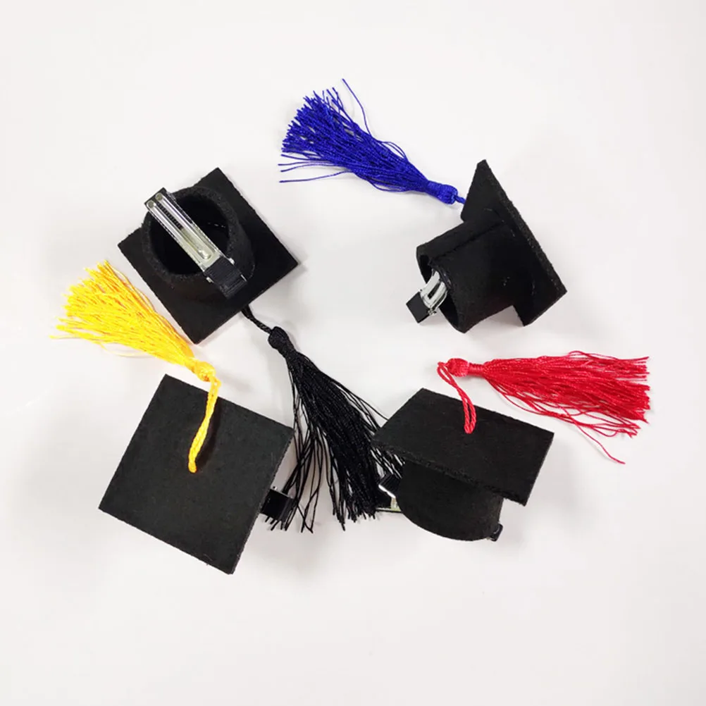 

3 Pcs Doctor Hat Hairpin Adult Accessories Graduation Season Headdress Exquisite Design Tassel Clip Barrette Clips