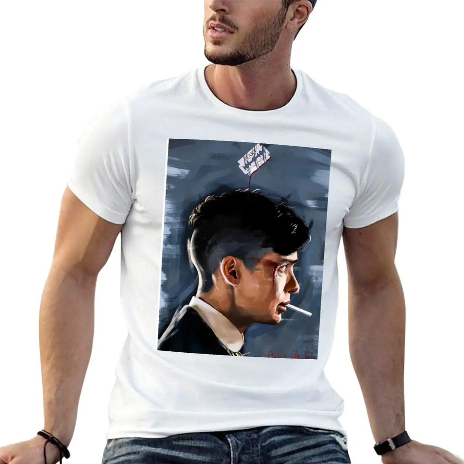 

Футболка PEAKY BLINDERS, мужские футболки с аниме, черная хлопковая футболка, простая мужская футболка в упаковке