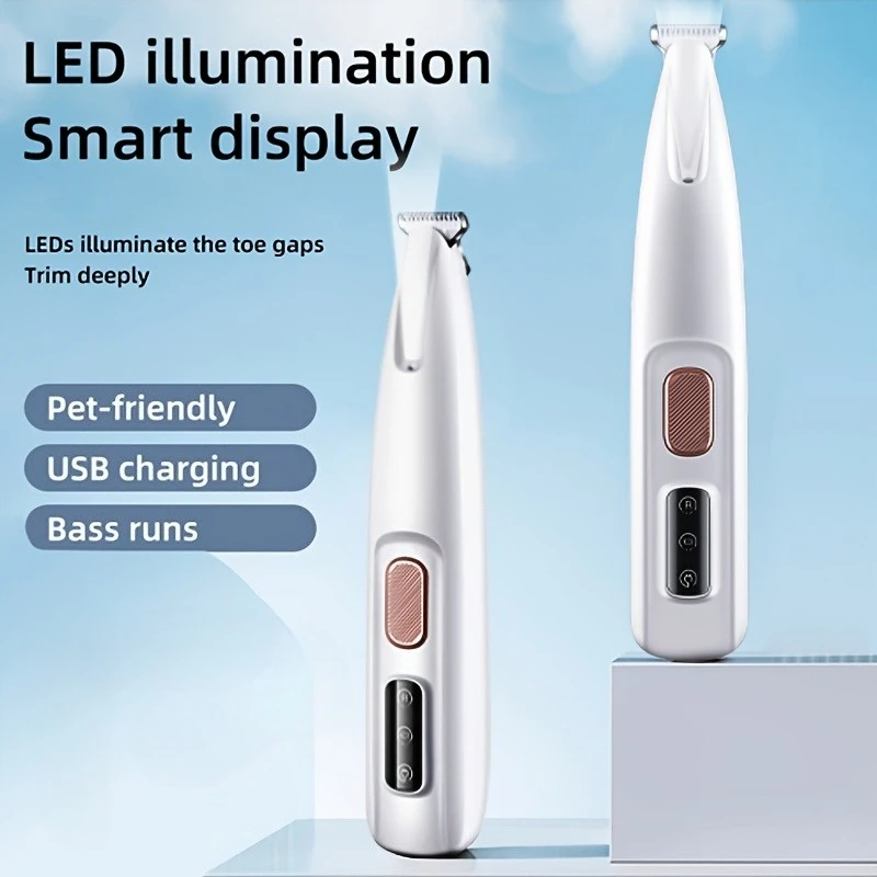Typ C Hundepfoten-Trimmer mit LED-Licht Wasserdichter Tierhaar-Trimmer mit LED-Anzeige Hundeschermaschine zur Fellpflege 18mm Breite Klinge