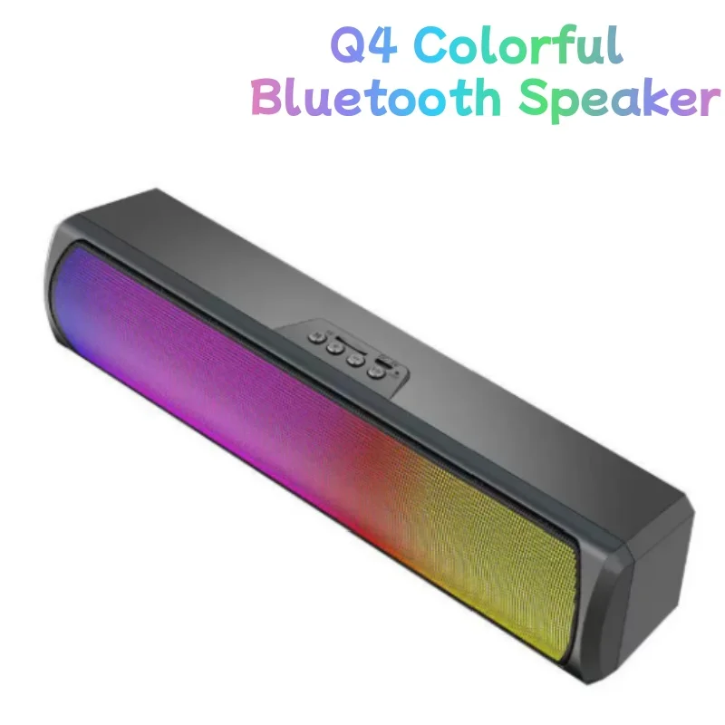 Q4 RGB Color Light Bluetooth Speaker High-Quality Powerful Bass Computer Speaker Long Bar Shape Sound System for Gaming And Musi