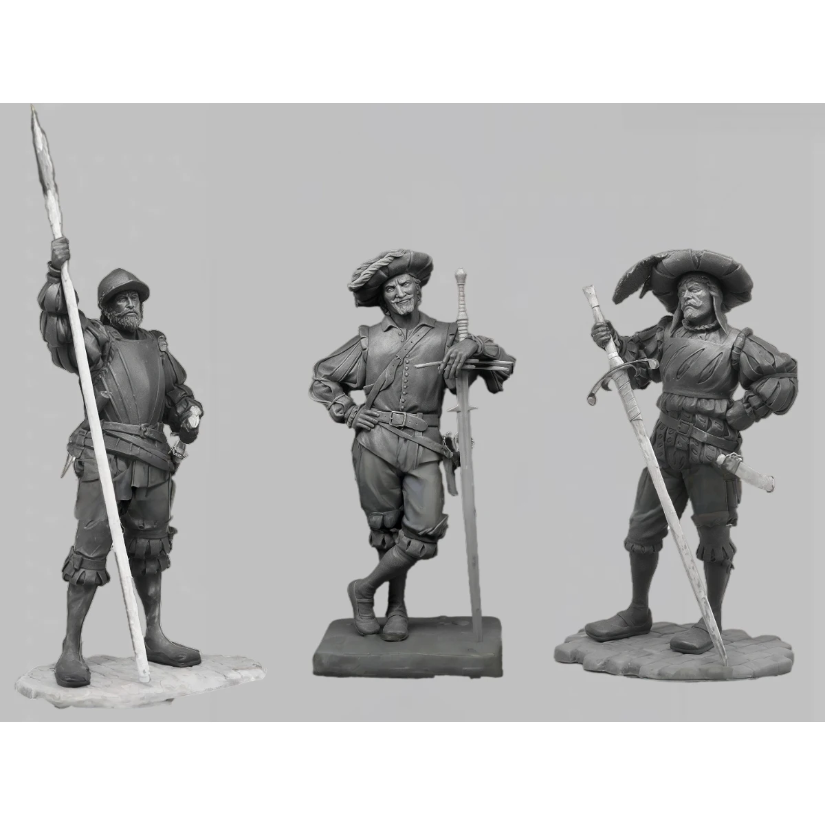 75MM resin unpainted model kit, European hipsters (3 people) unfinished and unpainted GK, )