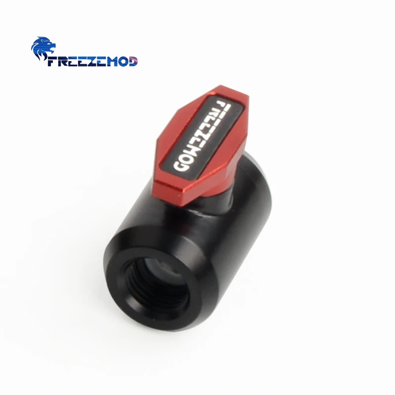 FREEZEMOD Black Metal PC Water Cooling Drain Valve FM-YGNSB Dual Internal G1/4 Shutoff Fittings Liquid Cooling Systems