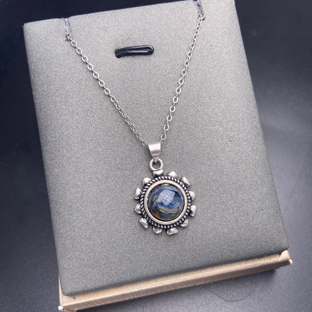 Trendy Natural Pietersite Chatoyant Pendant Necklace Gemstone Round 10mm Necklace Handmade Jewelry for Women Party Birthday Gift