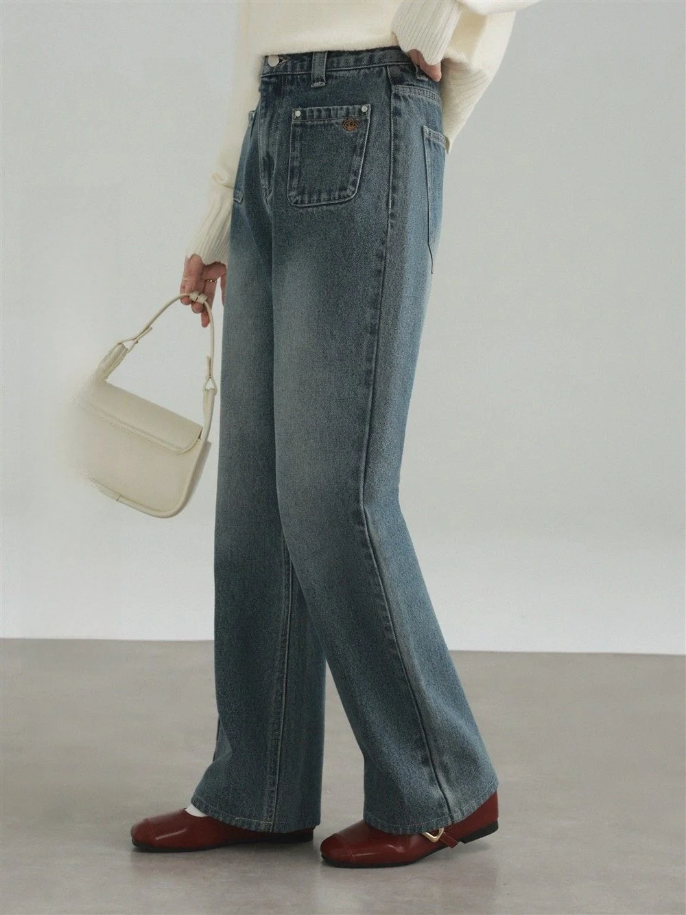 

Джинсы женские с высокой талией, расклешенные, с вышивкой, повседневные, широкие, длинные, с эффектом похудения, осенняя коллекция