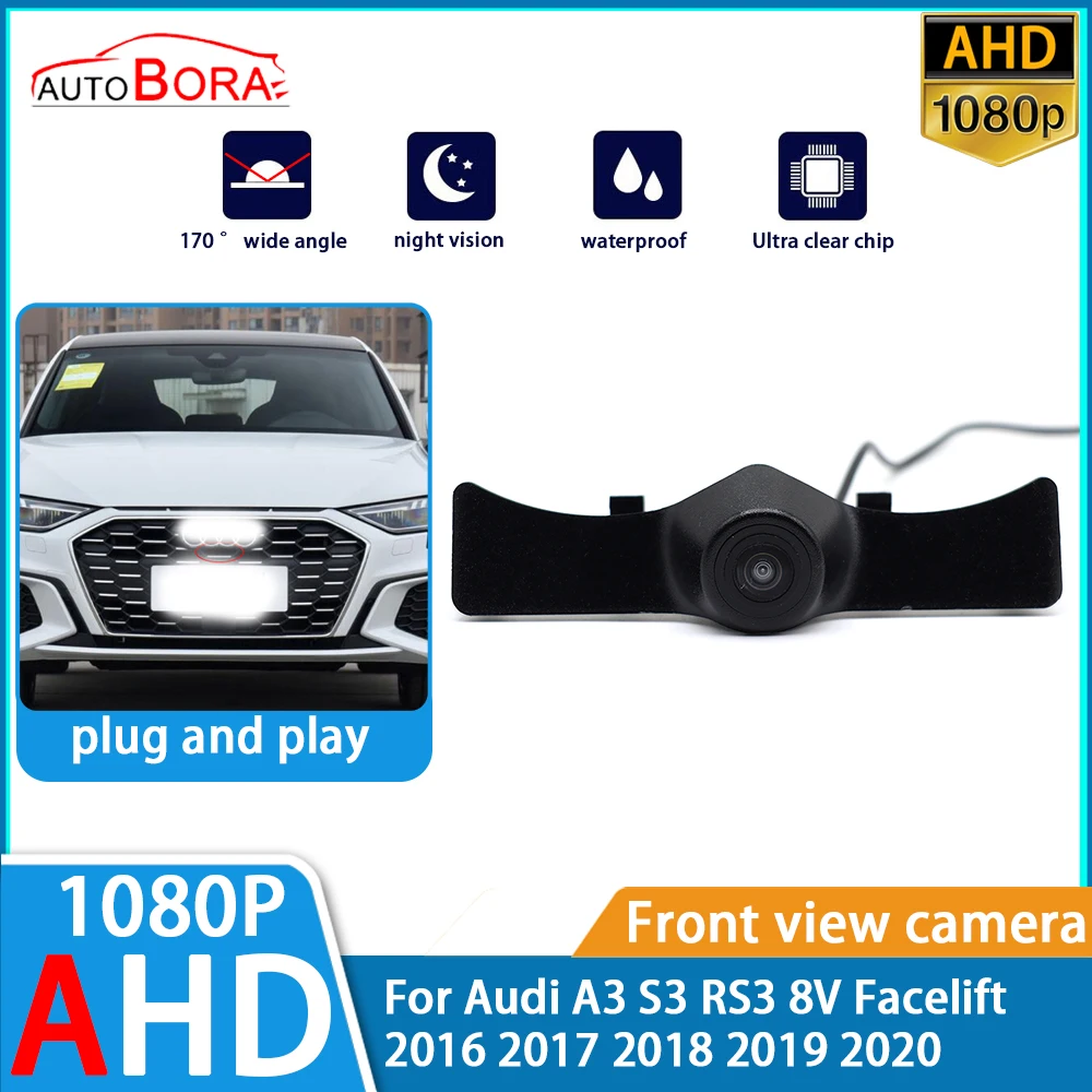 ZhuCamX 1080p Ultra Clear Night Vision LOGO Parking Front View Camera For Audi A3 S3 RS3 8V Facelift 2016 2017 2018 2019 2020