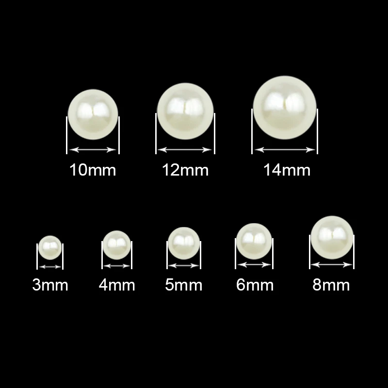 2~14mm No Hole Imitation Pearl Kit Set Box Round Acrylic Loose Beads For Artware Decoration Necklace Bracelet DIY Jewelry Making