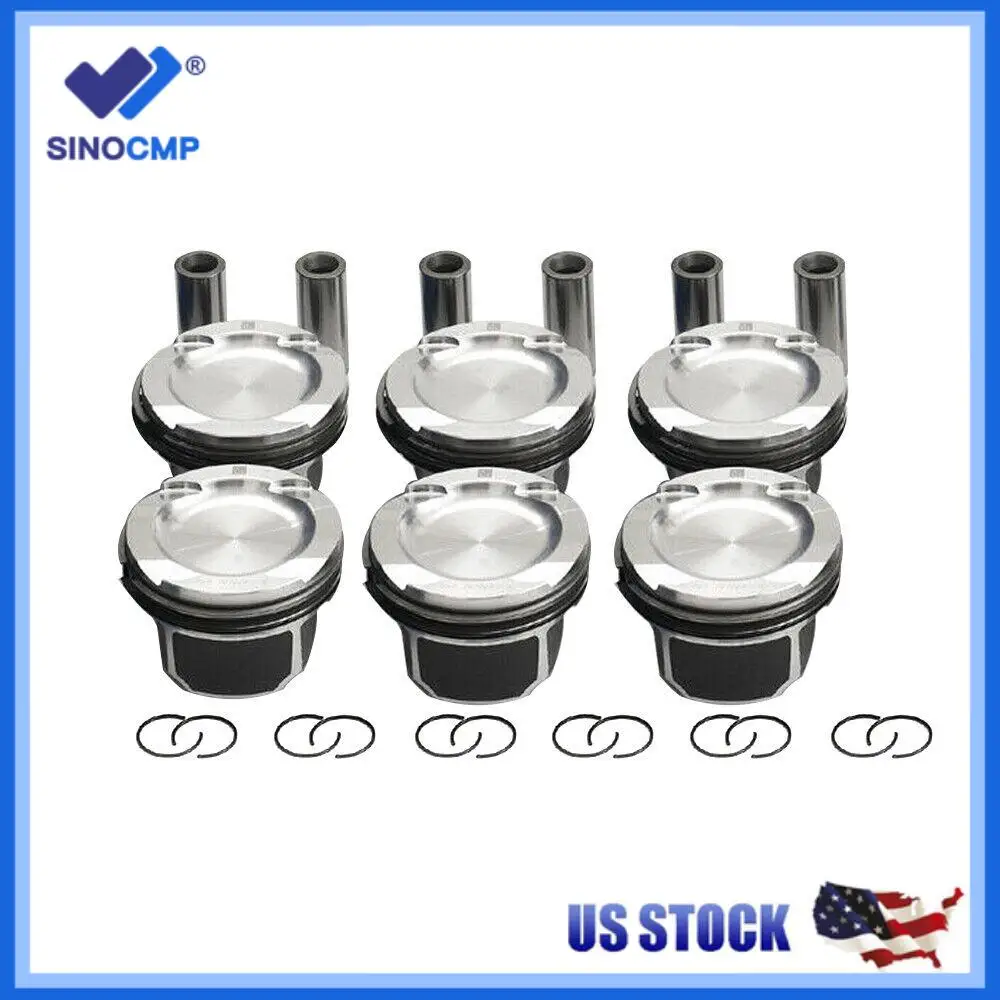 

6Pcs Pistons & Rings Set Φ84mm For BMW E82 E90 E91 E92 E93 E60 E61 E71 E89 F01 F02 135i 335i 535i 740i X6 N54B30 3.0L L6