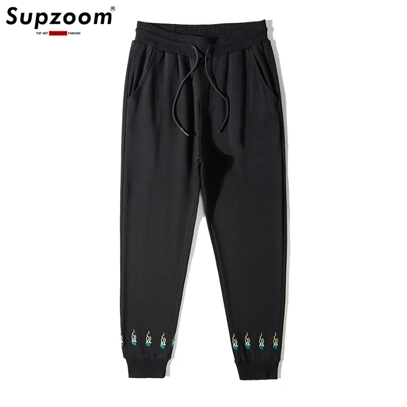 Supzoom New Arrival Chinese Style Elastic Waist Autumn Loose Embroidery Trend Casual Couple Men Cotton Pants Sweatpants