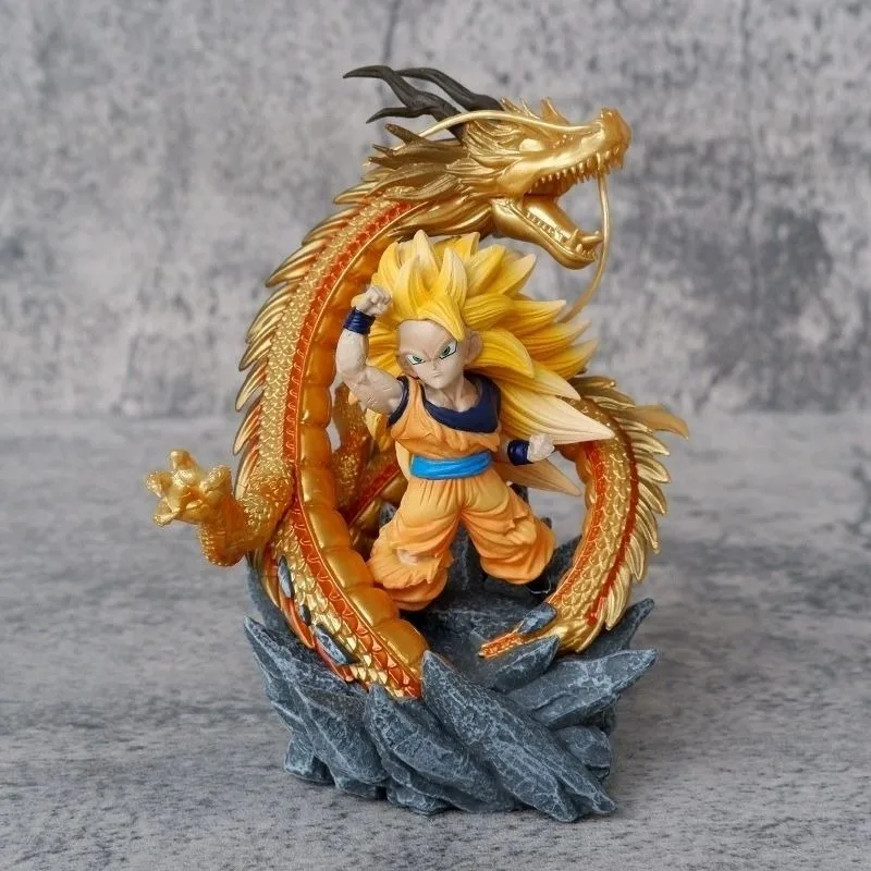 

Q Version Dragon Ball Z Figure Ssj3 Goku Action Figures Dragon Fist Explosion 14CM PVC GK Statue Collectible Model Toys