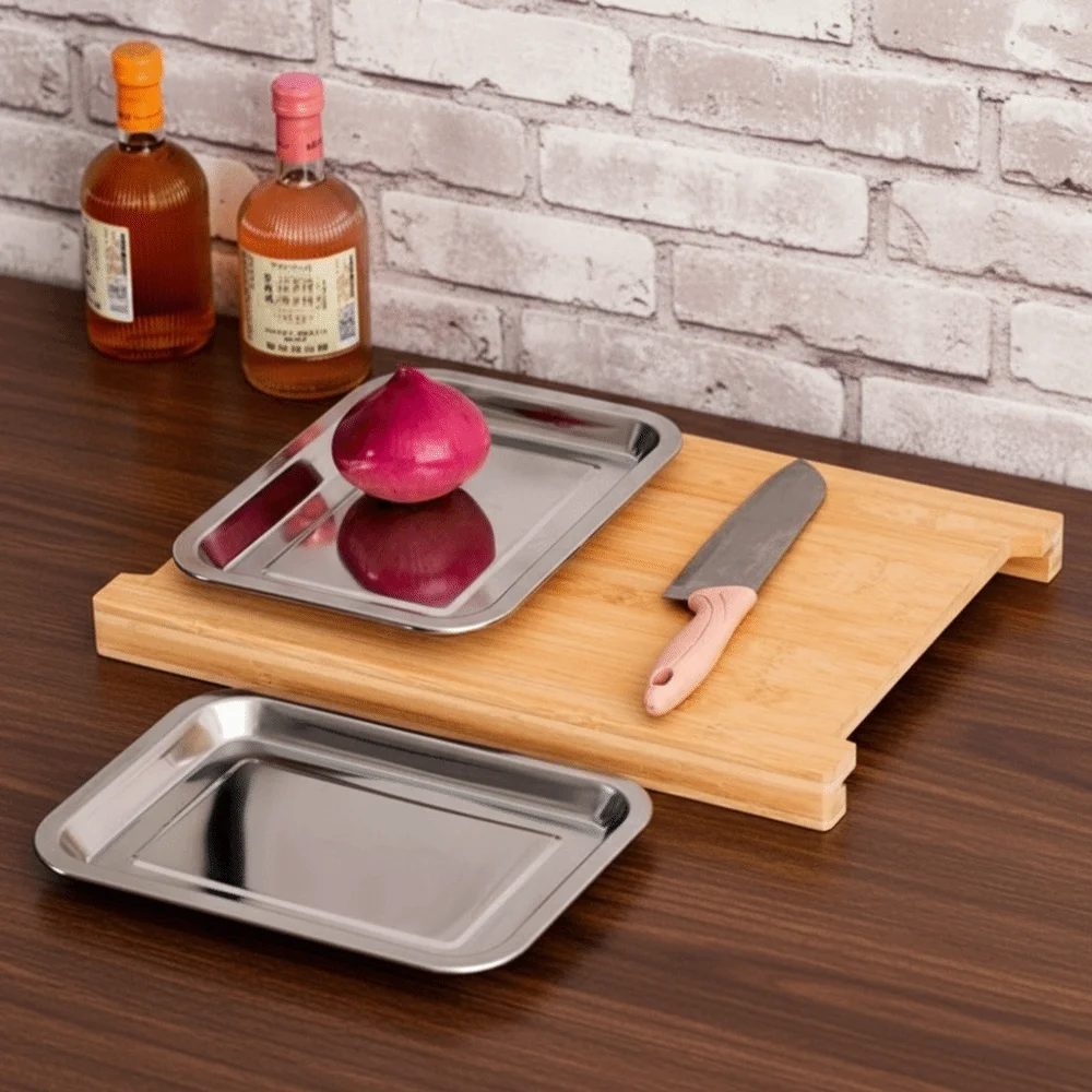 Thickened Wooden Cutting Board with Drawers Multi-Functional Cheese Board Eco-Friendly Non-Slip Bread Cutting Board Kitchen