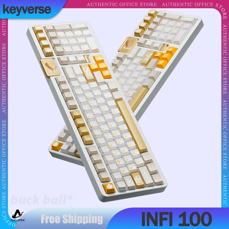 

Key verse Infi100 Gamer Mechanical Keyboard 3Mode 2.4G Wireless Bluetooth Keyboards PCB Hot-Swap RGB Office Gaming Keyboard Gift