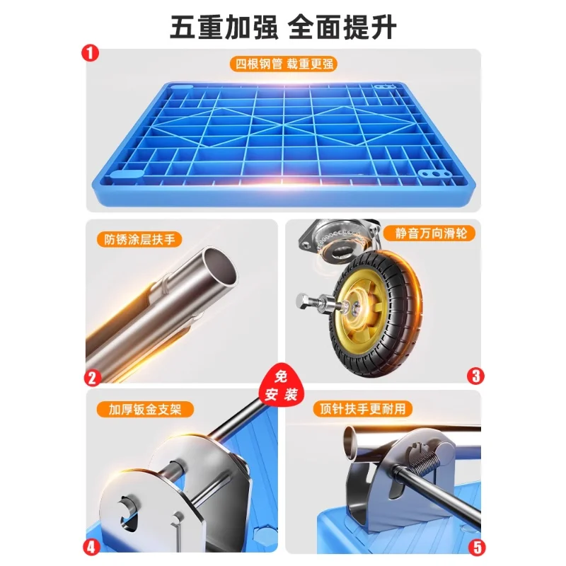 trolley pulling goods with fence flatbed truck with guardrail trolley household trolley foldable trailer
