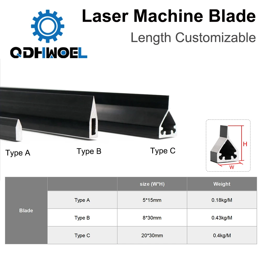 For CO2 Laser Cutting and Engraving Machine High Quality Aluminum Alloy Blade Work Surface Knife Strip 5x15mm 8x30mm 20x30mm