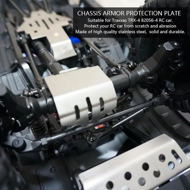 5 Pcs Heavy Duty Stainless Steel RC Car Chassis Skid Plate Impact Resistant Chassis Armor for 1/10 TRX4 Climbing Car