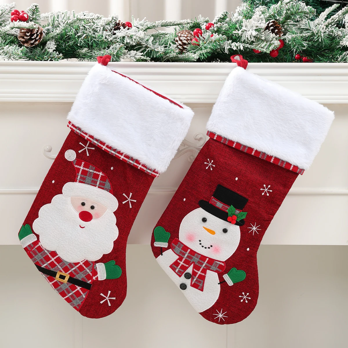 

Embroidered Christmas Sock Merry Christmas Decoration for Home 2025 Pendant Xmas Ornaments Navidad Natal New Year Gift 2026