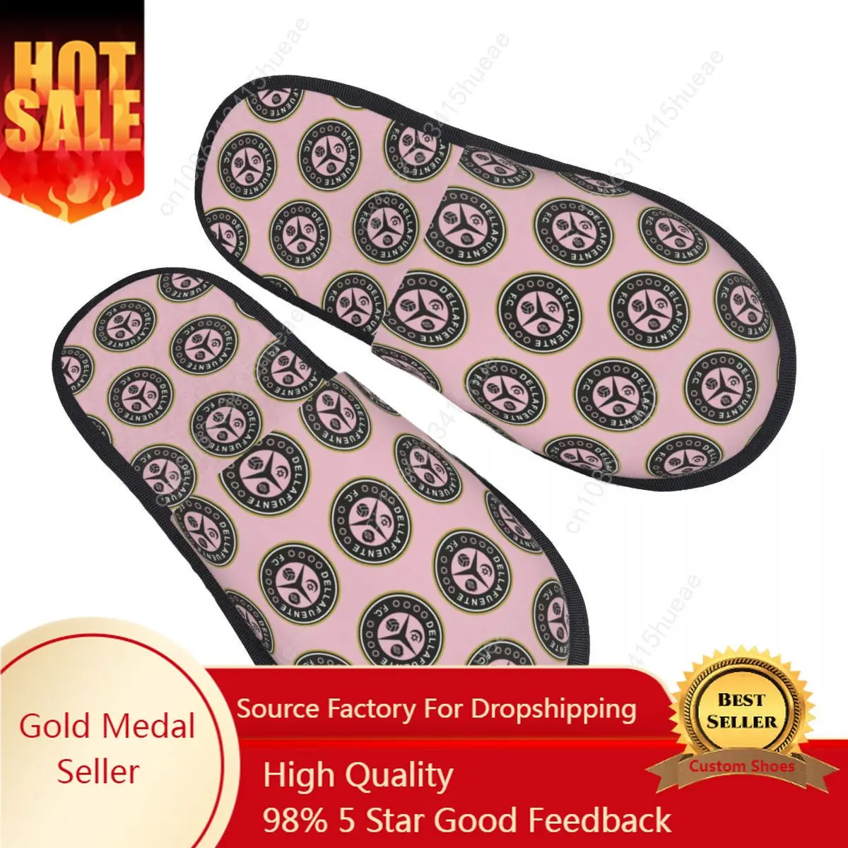 

Dellafuente FC Cozy Scuff Memory Foam Slippers Women Hip Hop Rock Bedroom House Shoes